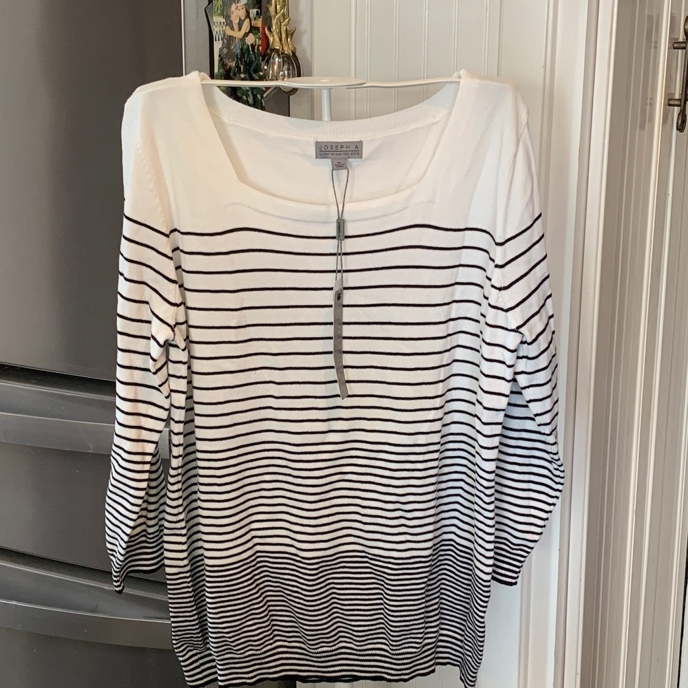 Joseph A. Square beck striped sweater. NWT. Retail 58